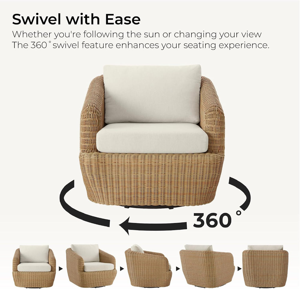 CHITA 5-Pieces Outdoor Wicker Furniture Set, Patio Conversation Set, Brown