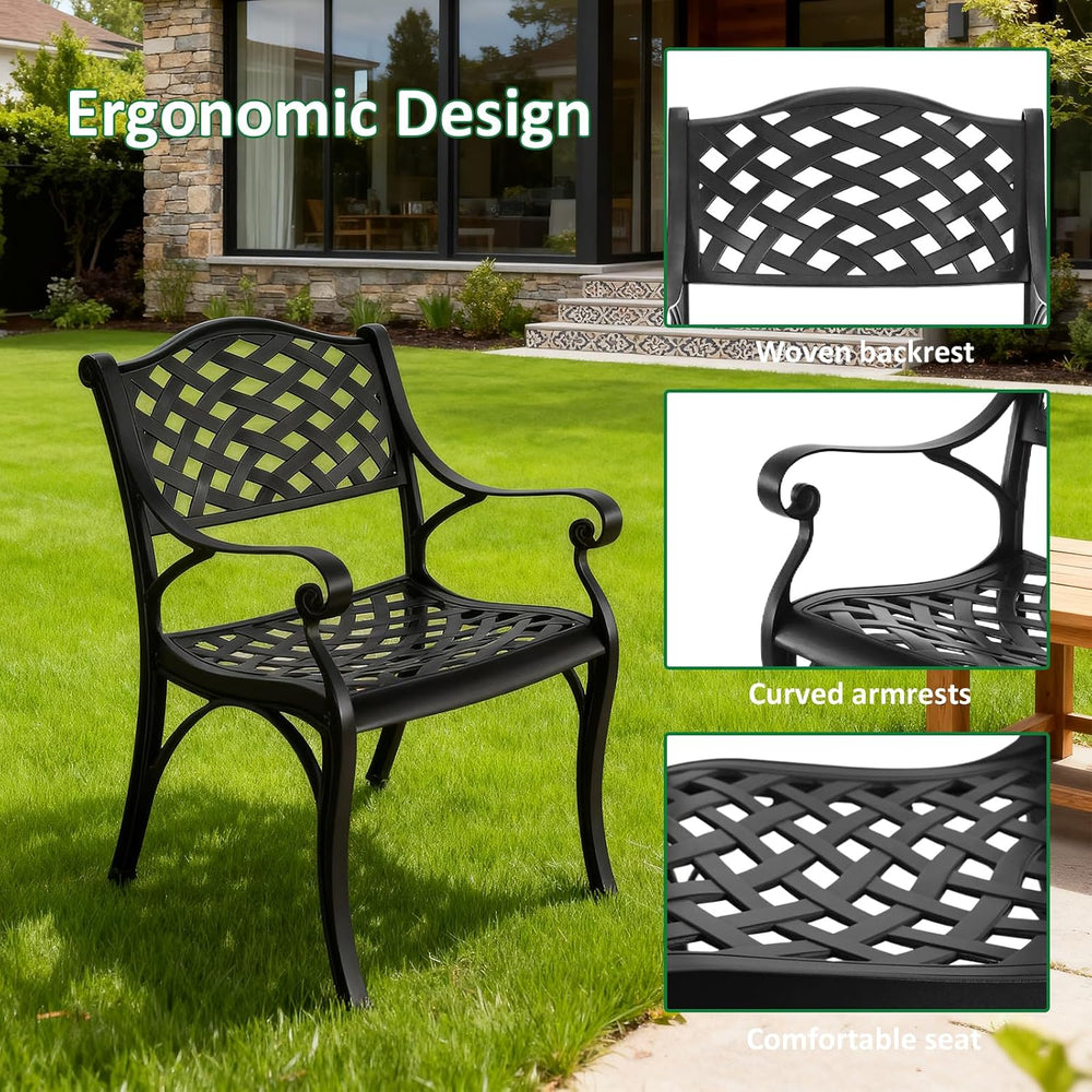 5 Piece Cast Aluminum Outdoor Dining Set, Outdoor Table and Chairs Set of 4, ...