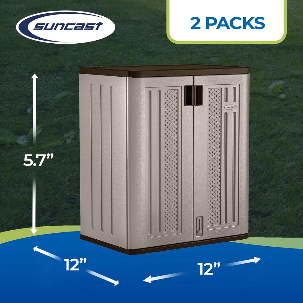 Suncast 2 Pack 9 Cu. Ft. Base Storage Cabinet, Resin Garage Organizer, Platin...