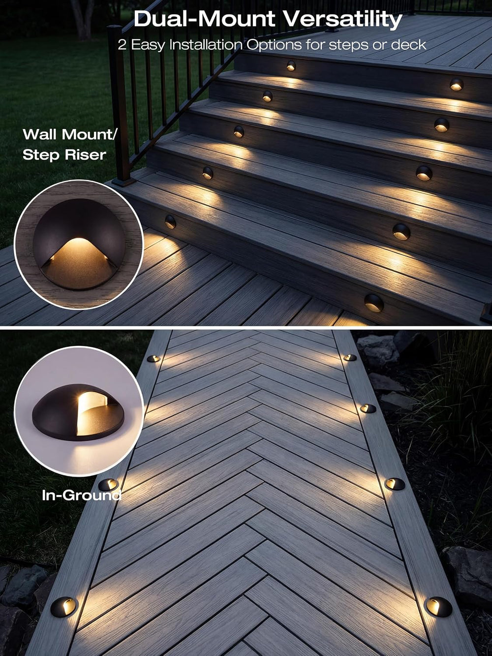 CLOUDY BAY [12 Pack] Anti-Glare Low Voltage LED Deck Lights - 12-24V Recessed...