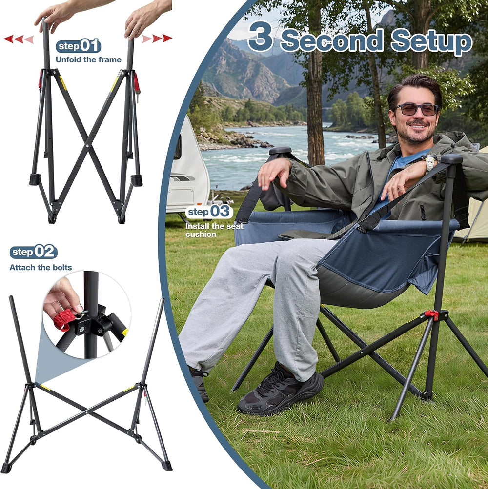 2 Pack Hammock Camping Chair, Oversized Swinging Chair,Navy