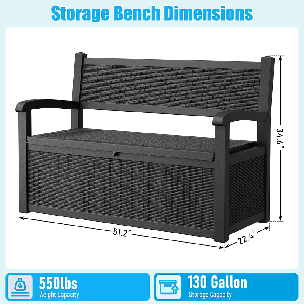 120 Gallon Outdoor Storage Bench, Storage Bench, Black Deck Box