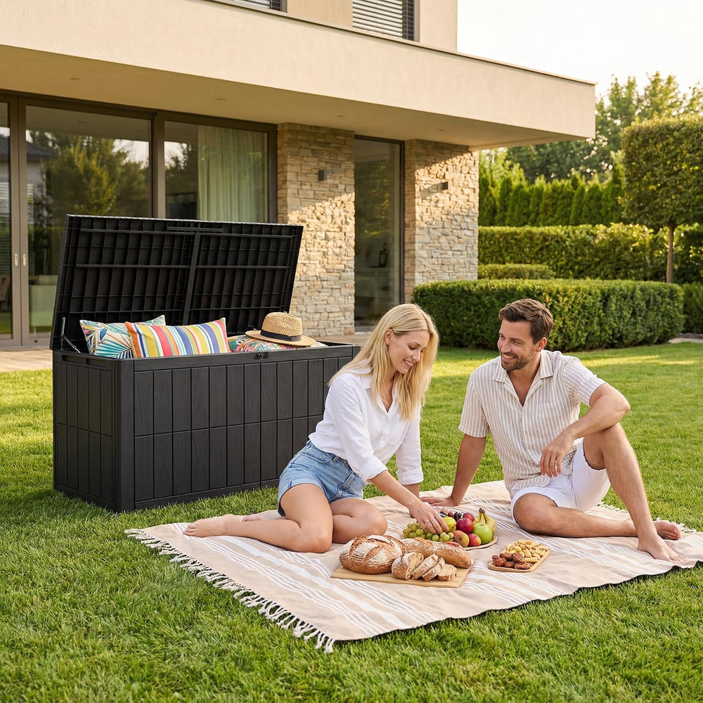 UDPATIO 100 Gallon Deck Box, Waterproof Resin Outdoor Storage Box for Patio