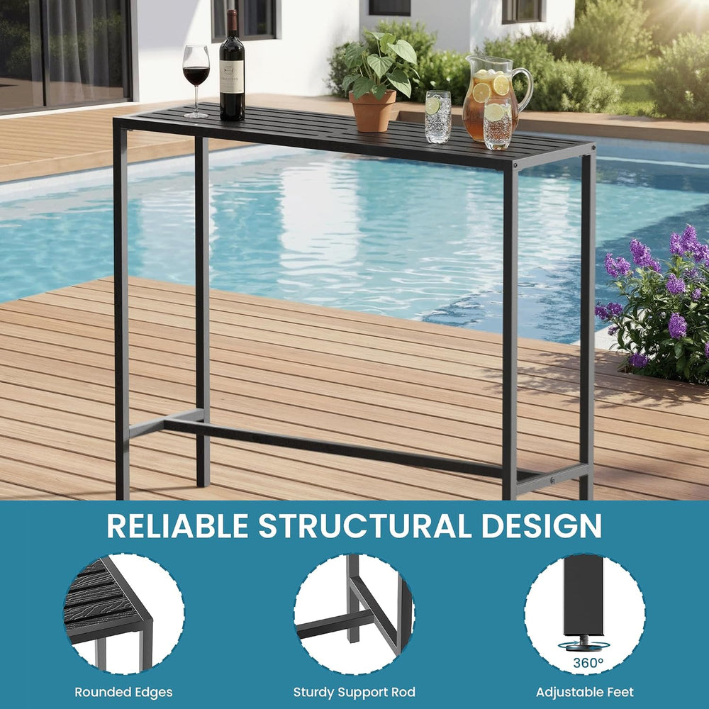 36" Outdoor Bar Height Table, Black Metal Frame with HDPE Top