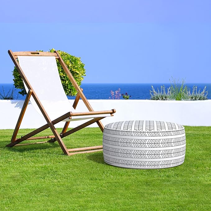LVTXIII Indoor/Outdoor Inflatable Ottoman with Handle D21 x H9 Inch, Weather-...