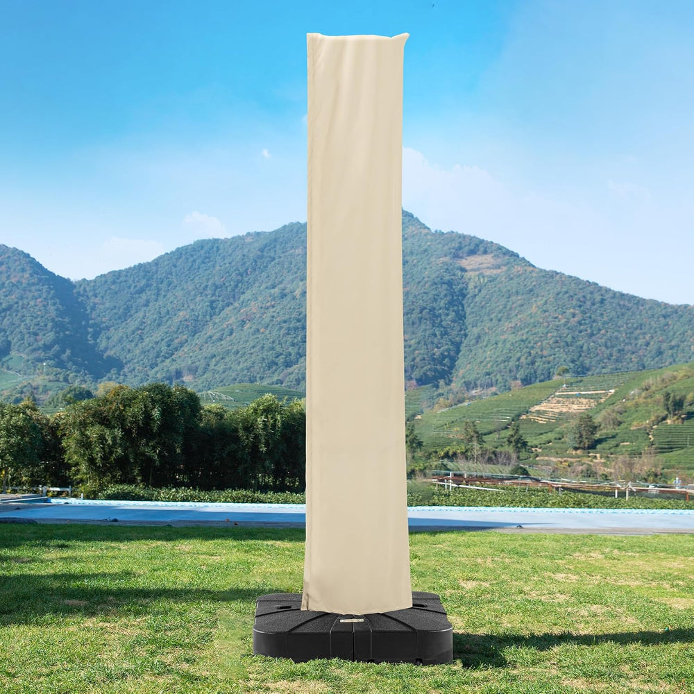 Cantilever Patio Umbrella Cover with Zipper and Pole, Beige