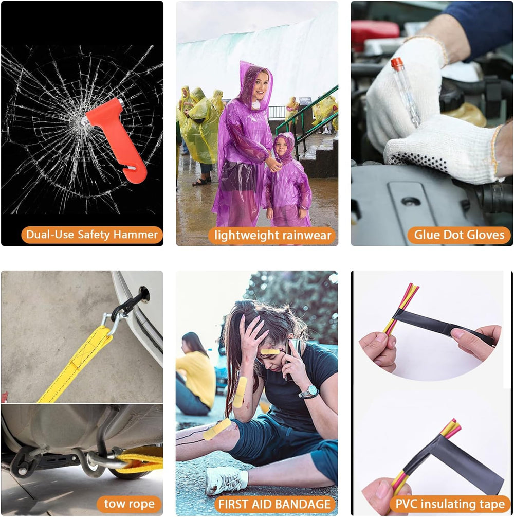 Roadside Emergency Car Kit,with Jumper Cables Roadside Kit Car Safety Kits