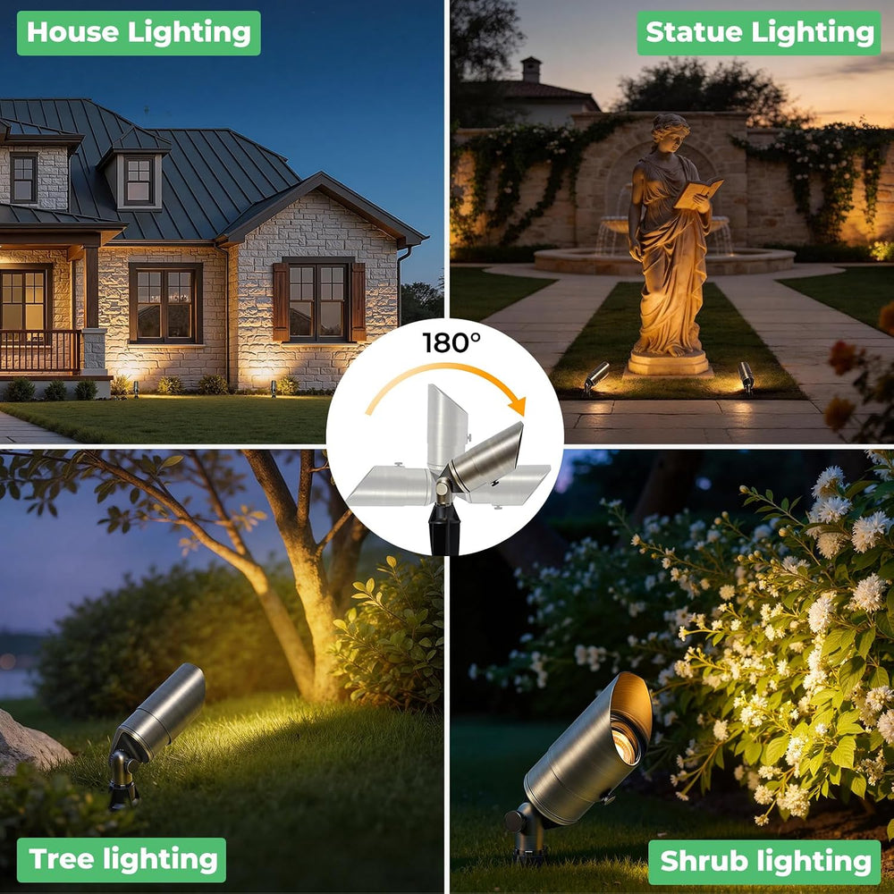 Solid Brass Low Voltage Landscape Spotlights, 12V Waterproof Outdoor Spot Lig...
