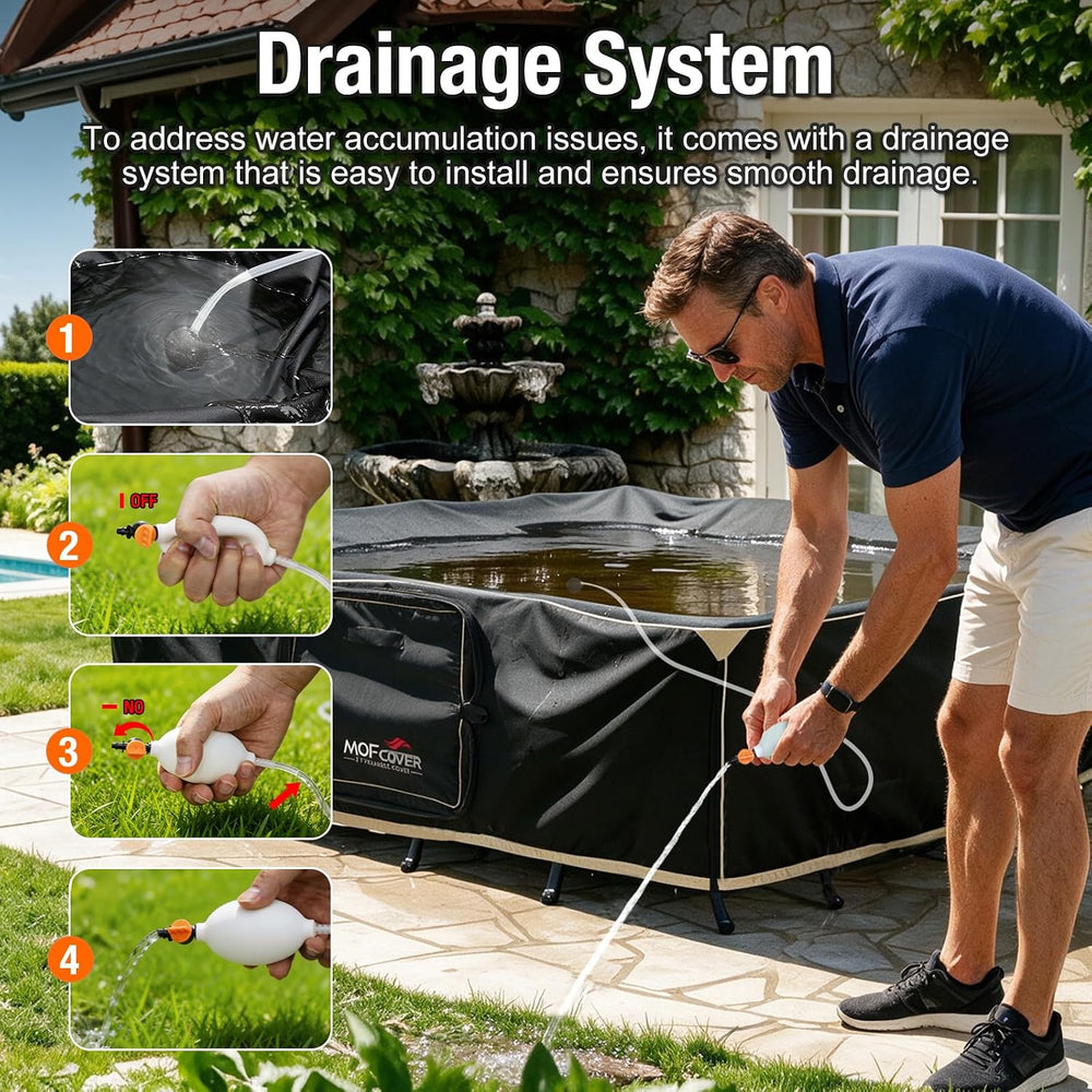 Upgraded Foldable Patio Furniture Covers with Drainpipe Pipe, 600D Heavy Duty...