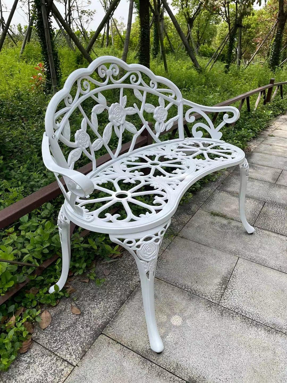 U/D Outdoor Bench Park Garden Bench ，All Chair Anti Rust Cast Aluminum Patio ...