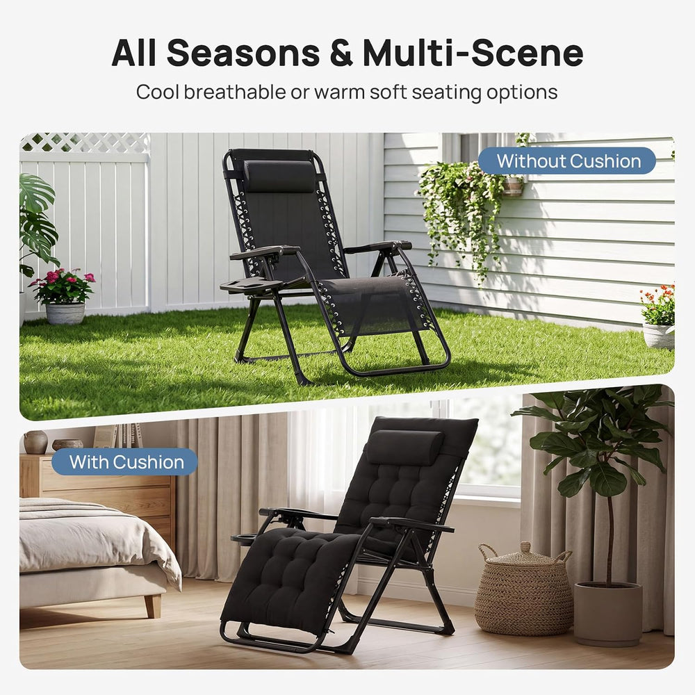 DUMOS Zero Gravity Chairs Set of 2, Lounge Chair Outdoor with Cup Holder