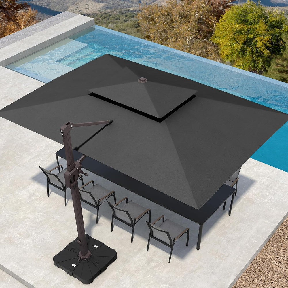 Deconk 10' X 13' Patio Cantilever Outdoor Umbrella with Base and LED ...