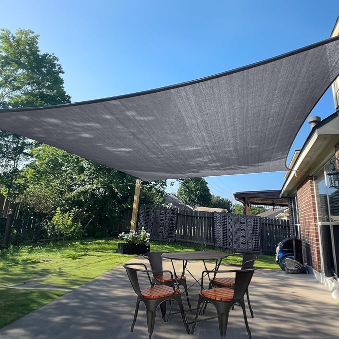 SUNLAX Sun Shade Sail 8' x 8' Dark Grey Square Canopy Sail Shade Cove...