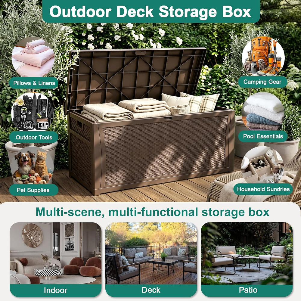 EHHLY 100 Gallon Outdoor Storage Box, Lockable Waterproof Package Delivery Bo...