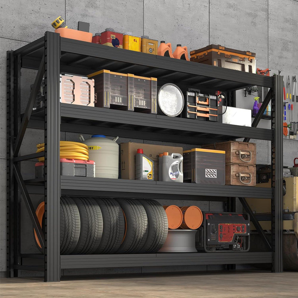 71" W Metal Shelving Unit, 4-Tier Adjustable Storage Shelves