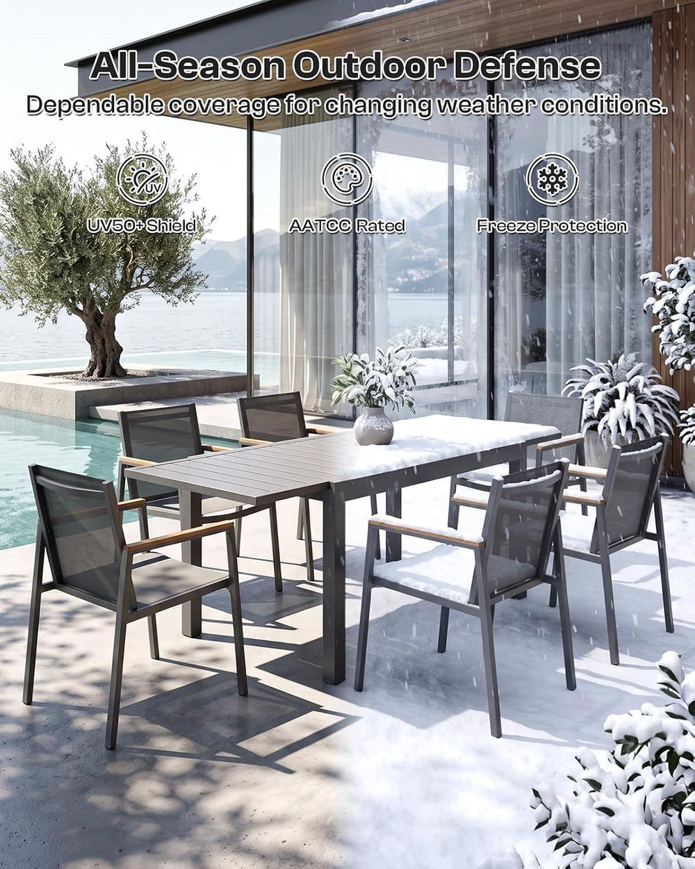 Outdoor Dining Chairs Set of 2, Aluminum Patio Chairs