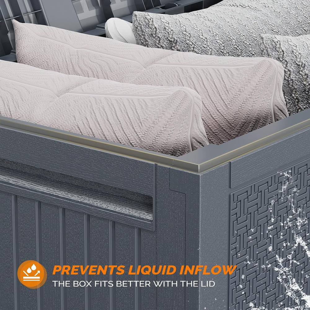 VINGLI 90 Gallon Lockable Durable Outdoor Storage Box, Grey
