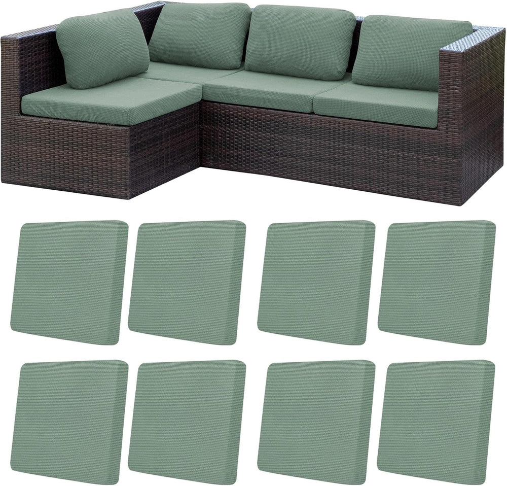 8Pcs Patio Cushion Covers, Outdoor Stretch Cushion Covers, Washable