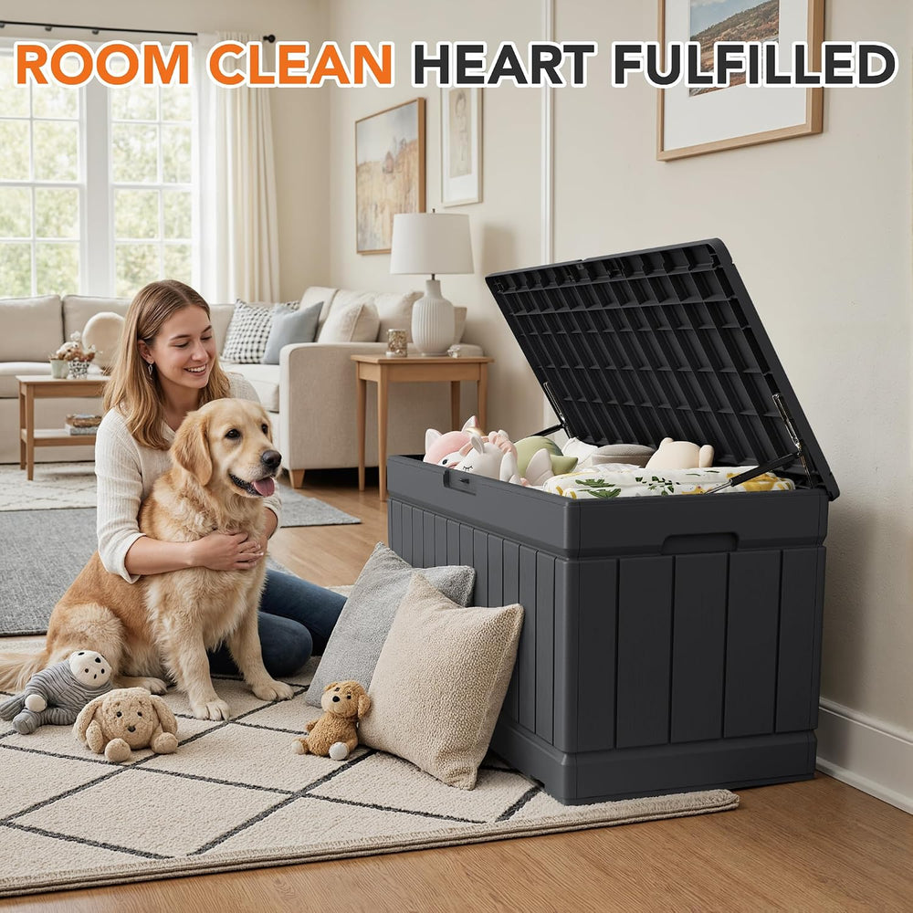 78 Gallon Deck Box Outdoor Indoor Waterproof Storage Box, Gray