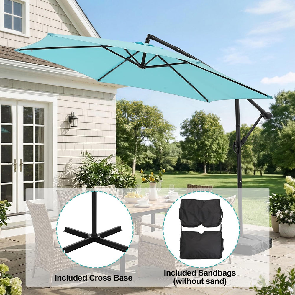 10FT Cantilever Offset Patio Outdoor Umbrella with Base Included