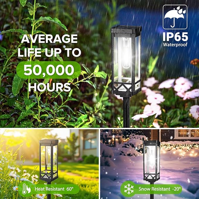 KOOPER Taller Solar Pathway Lights Outdoor, 12 Pack Upgraded Brighter Solar G...