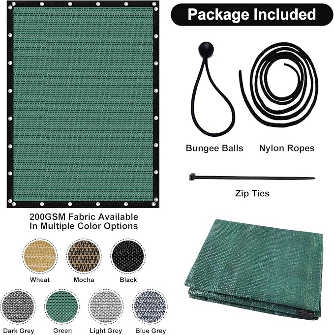 Artpuch 90% Sun Shade Cloth, 6 x 12 FT Pergola Shade Cover Canopy with Gromme...