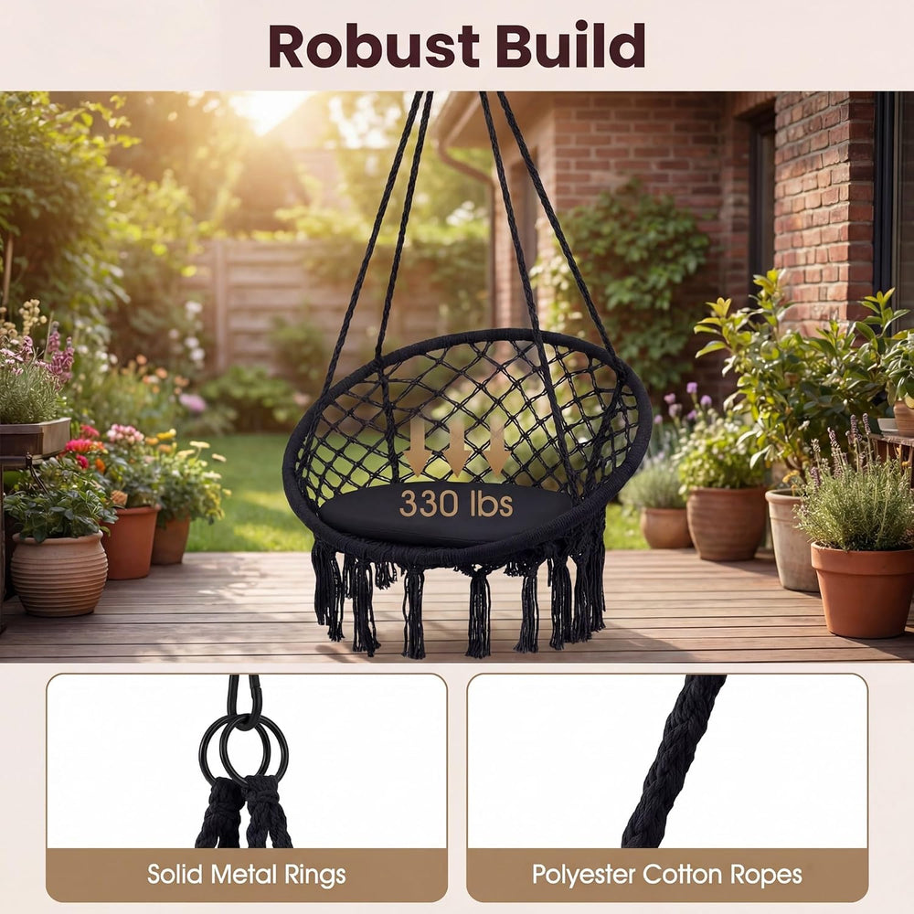 Giantex Hammock Chair Macrame Swing, Boho Swing Chair with Round Seat Cushion...
