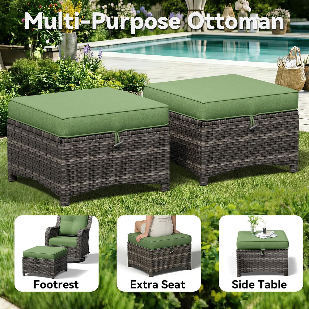 5 Piece Outdoor Wicker Patio Furniture Set, Patio Chairs Set with Thickened O...