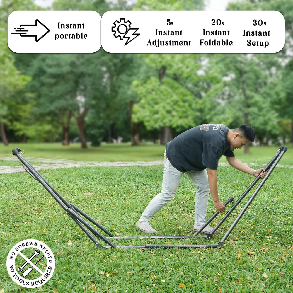 Tranquillo Uniki Hammocks, Instant 30s Foldable Hammock with Stand, Black