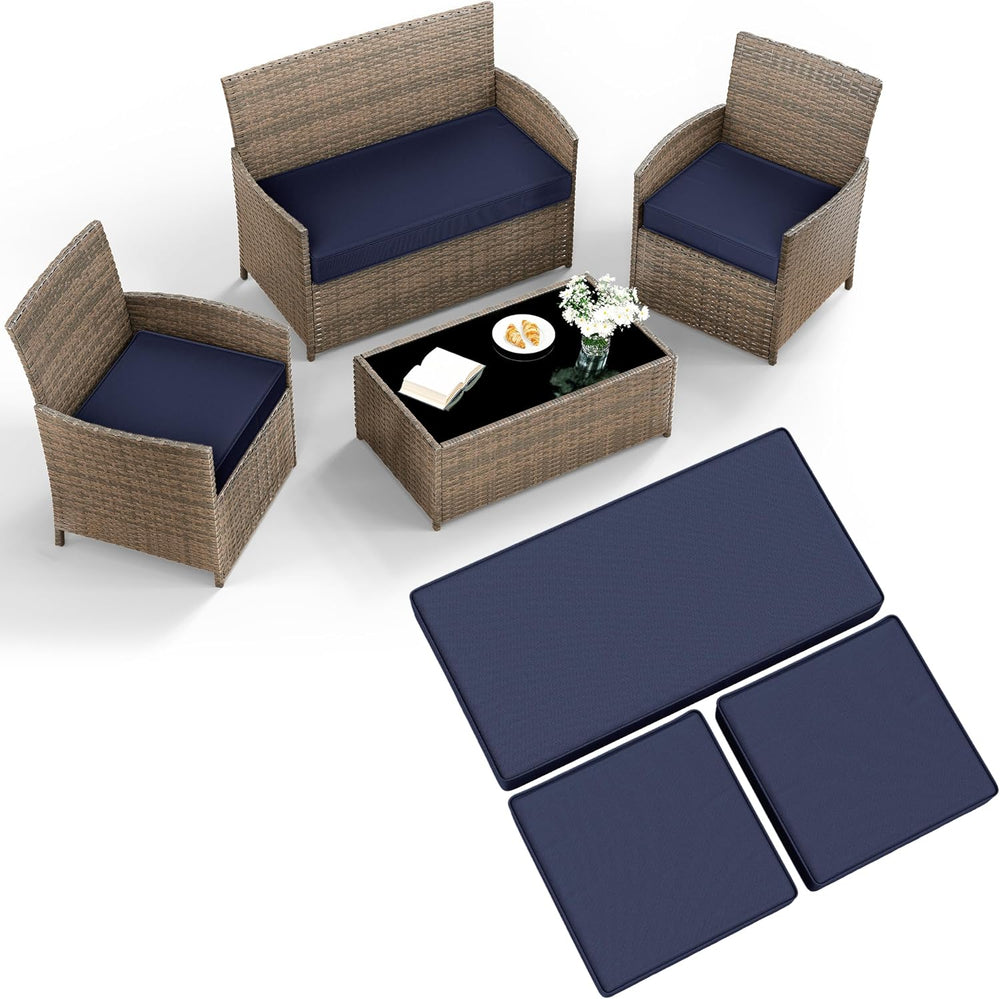 3 Pcs Outdoor Patio Furniture Cushion Replacement Cover, Cover Only