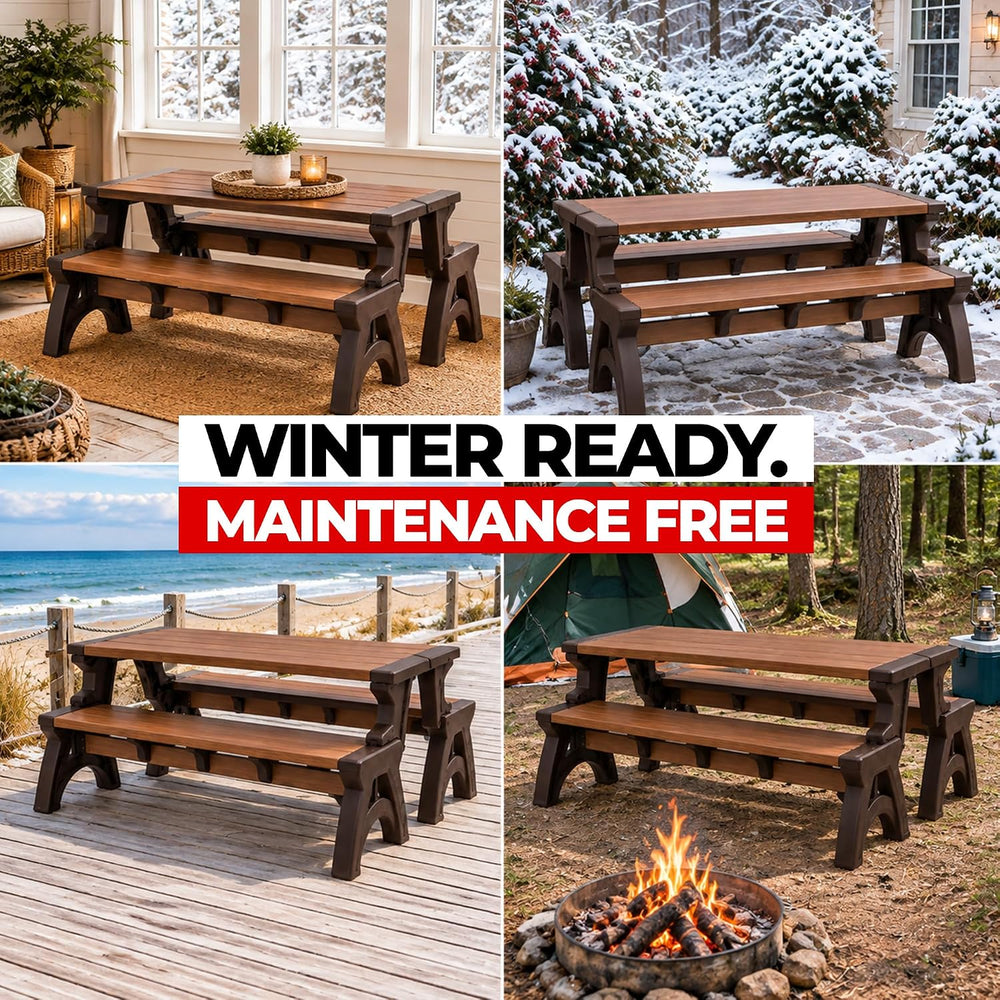 Convert-a-Bench 2-in-1 Outdoor Bench & Folding Picnic Table, Convertible