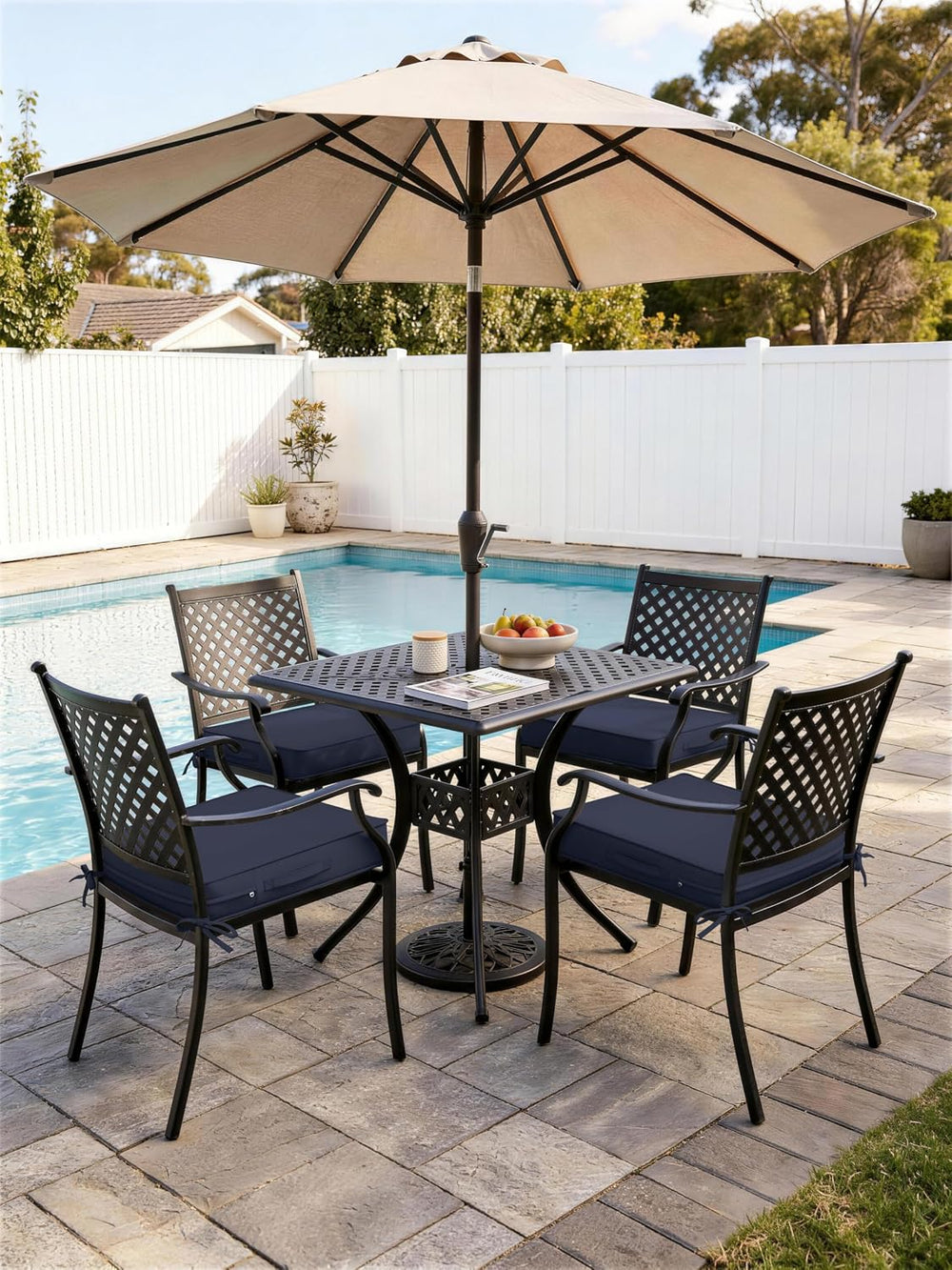 Outdoor Chair Cushions Set of 4,22x22x4 Inch Waterproof Seat Pad