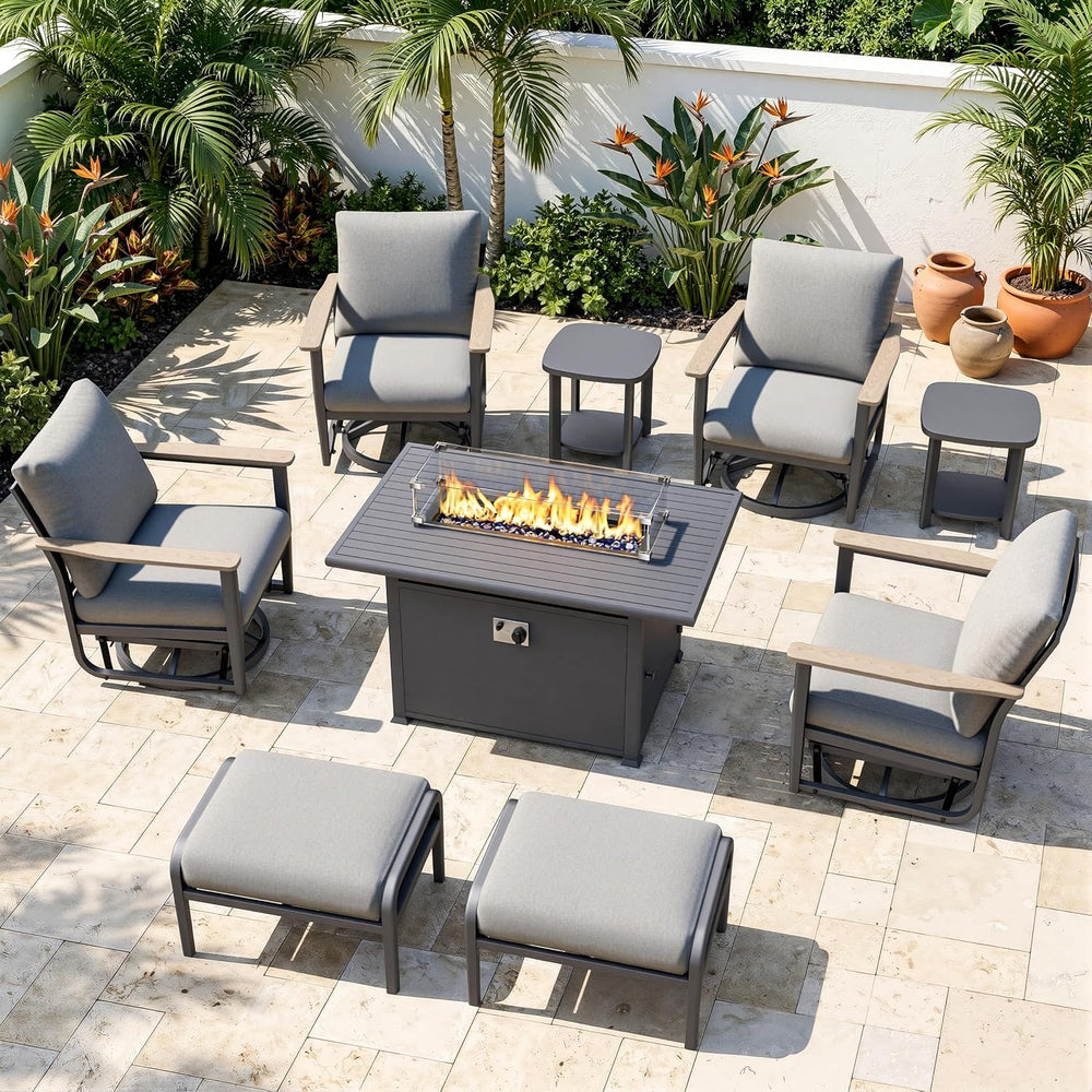 Aluminum Outdoor Patio Furniture Set with Swivel Rocking Chairs