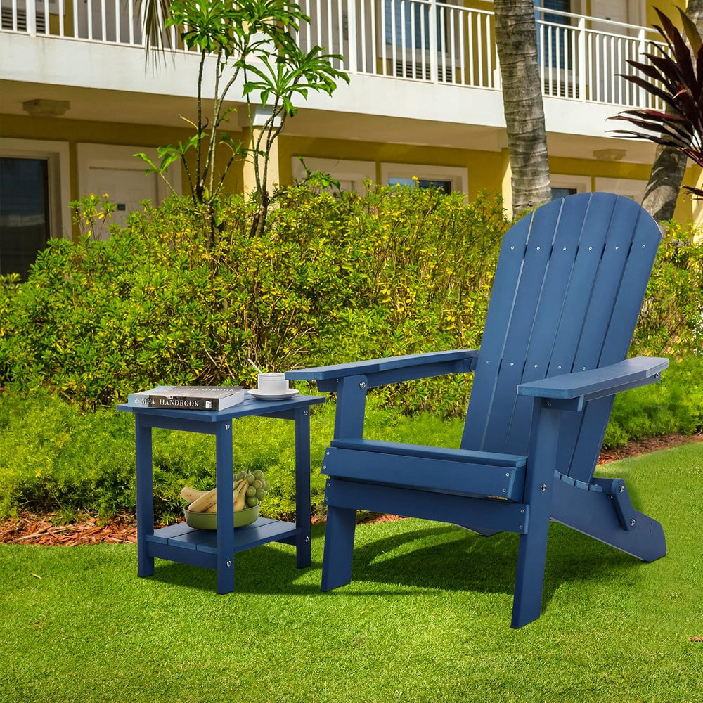 Meluvici Double Adirondack Outdoor Side Table Weather Resistant, Outdoor Rect...