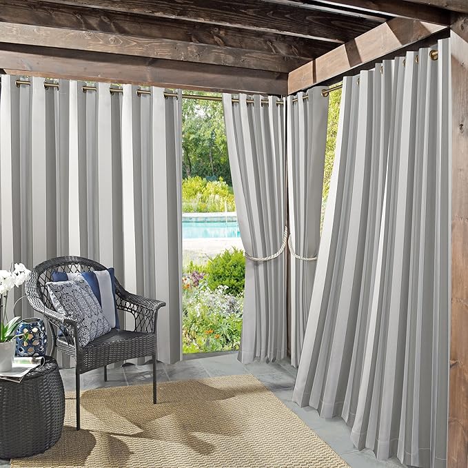 Sun Zero Valencia 2-Pack Cabana Stripe Indoor/Outdoor UV Protectant Energy Ef...