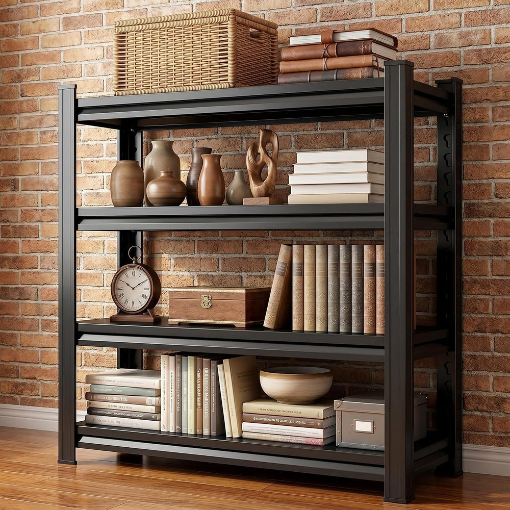 Metal Book Shelf, Adjustable Tall Bookcase No-Assembly-Required BookShelves