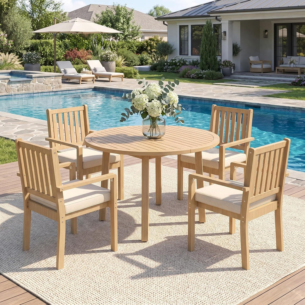 Wisteria Lane 5-Pieces Acacia Patio Table and Chairs Set for 4, Outdoor Dinin...