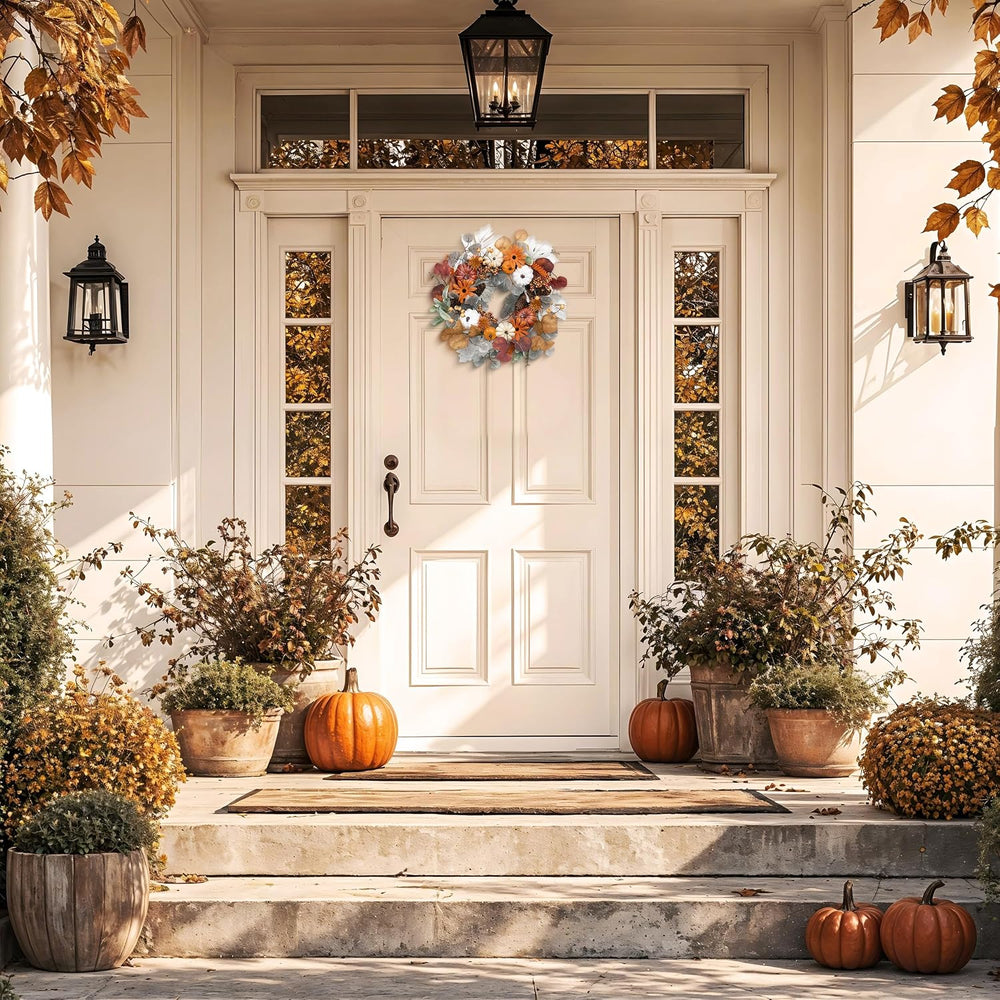 Valery Madelyn Fall Halloween Wreath with Lights for Front Door 18"
