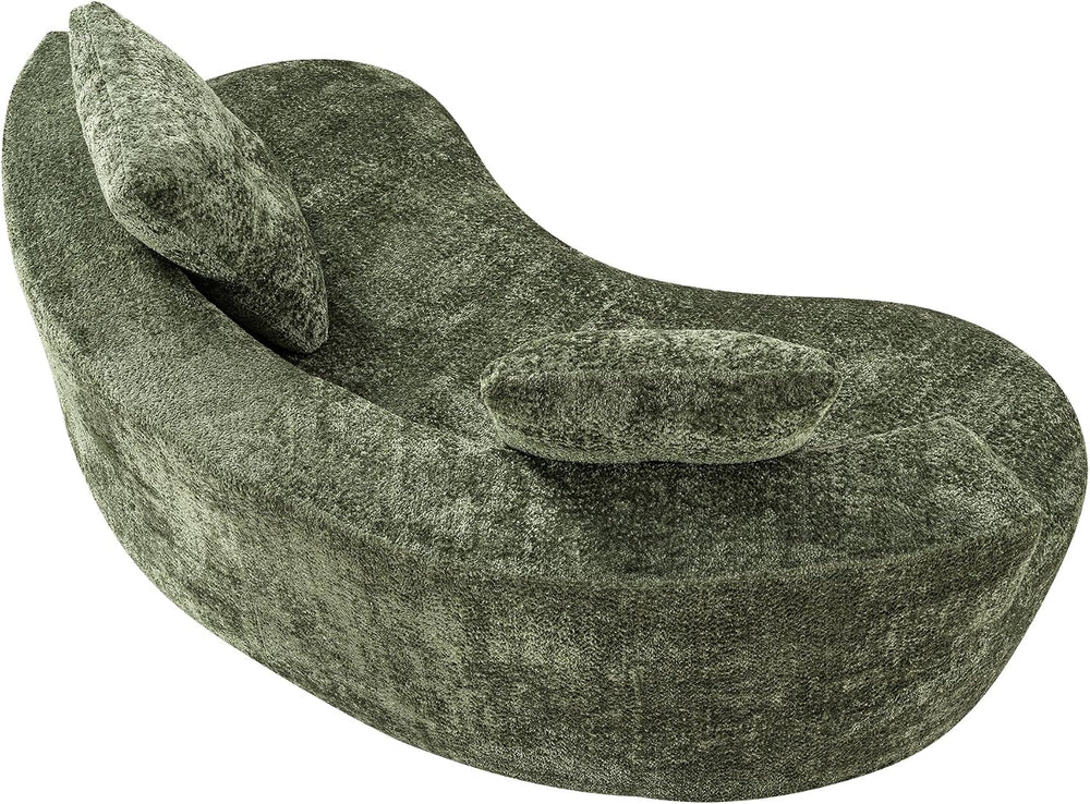 80" Boucle Curved Modular Boneless Sofa with 2 Pillows, Green