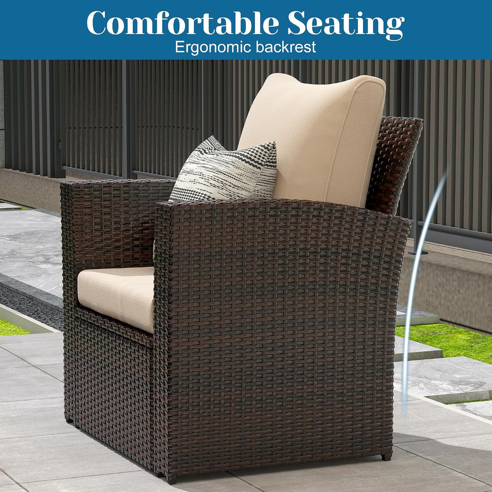 Solaste 4 Piece Patio Outdoor Furniture Sets,Patio Conversation Sofa Wicker C...