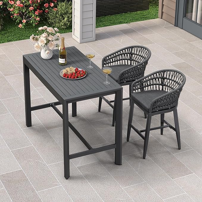 PURPLE LEAF Outdoor Rattan 24" Counter Height Bar Stools Chair Set of 2,...
