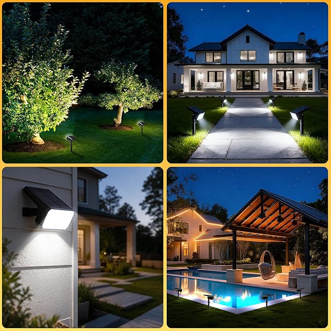Solar Spot Lights Outdoor, [4 pack/118 LED] 4 Modes Auto On/Off Solar Landsca...