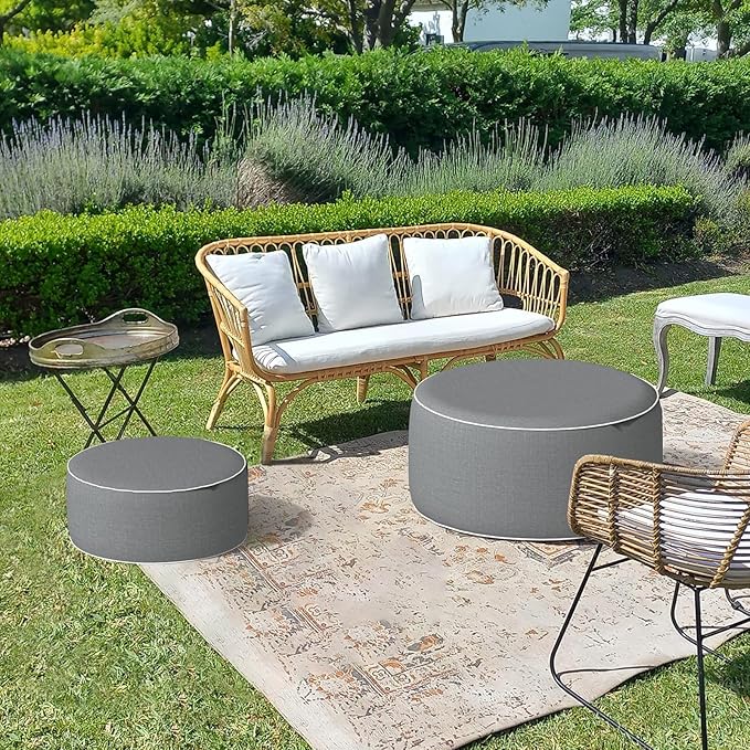 LVTXIII Outdoor/Indoor Inflatable Ottoman, 21"x21"x9" Patio Fo...