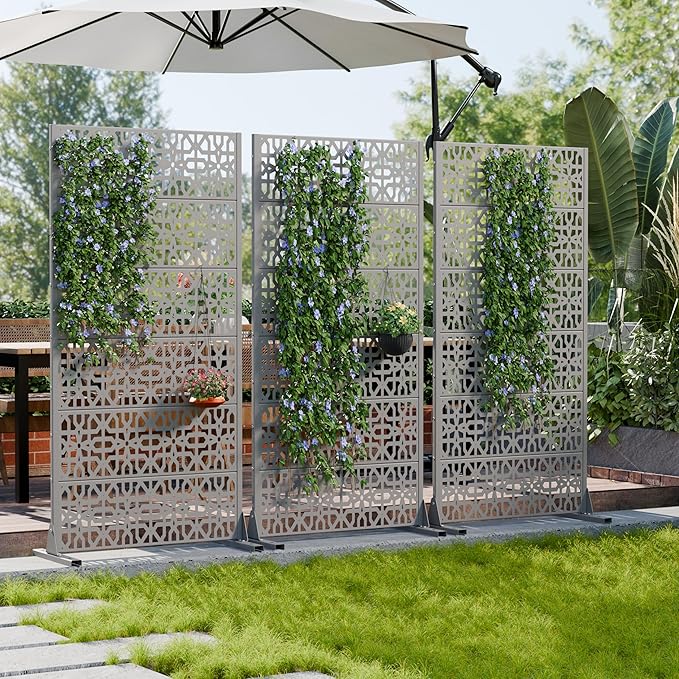 Casaphoria Metal Privacy Screen Outdoor, 72" H x 35" W Freestanding...