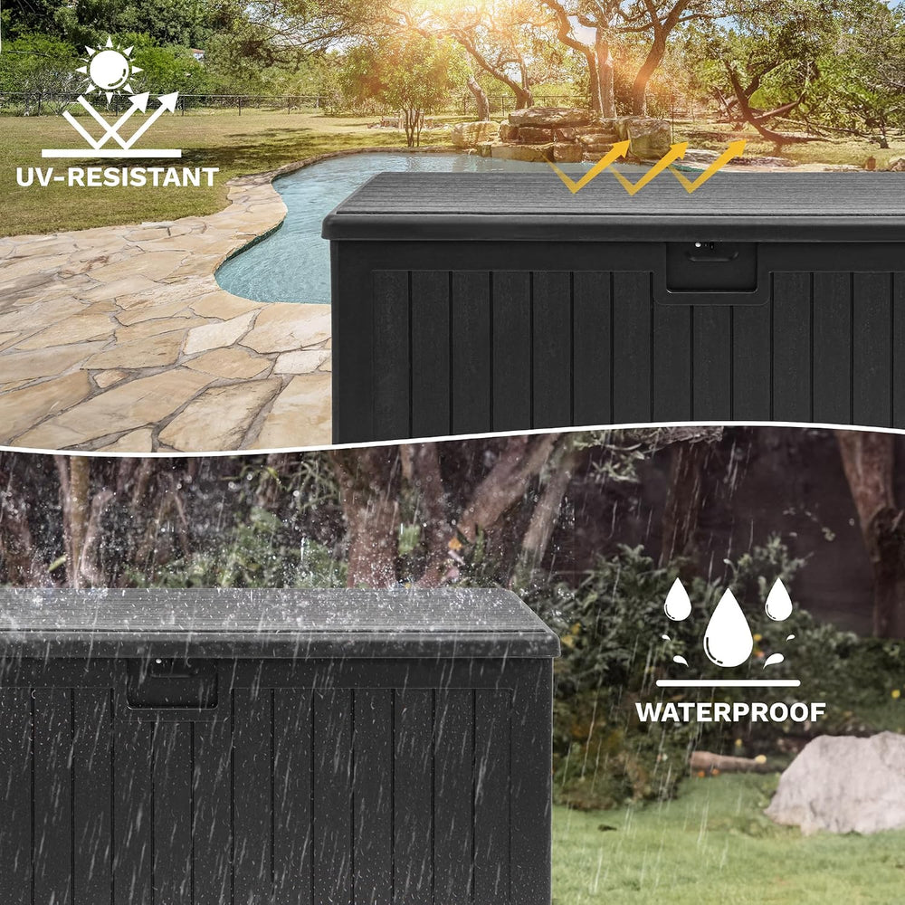 DWVO 180 Gallon Double-Wall Deck Box, XL Large Resin Outdoor Storage Box, Loc...