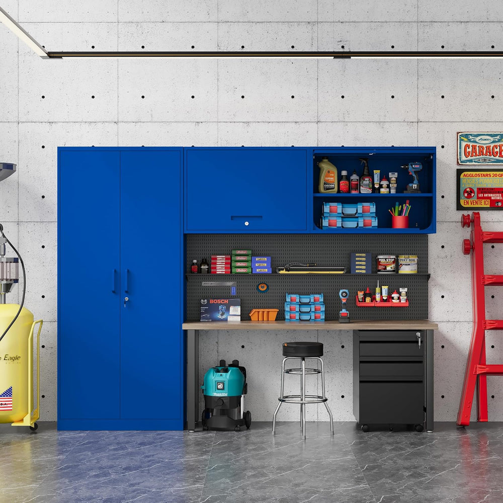 Metal Storage Cabinet Blue Wall Cabinets with Shelf and Locking Door - Wall M...