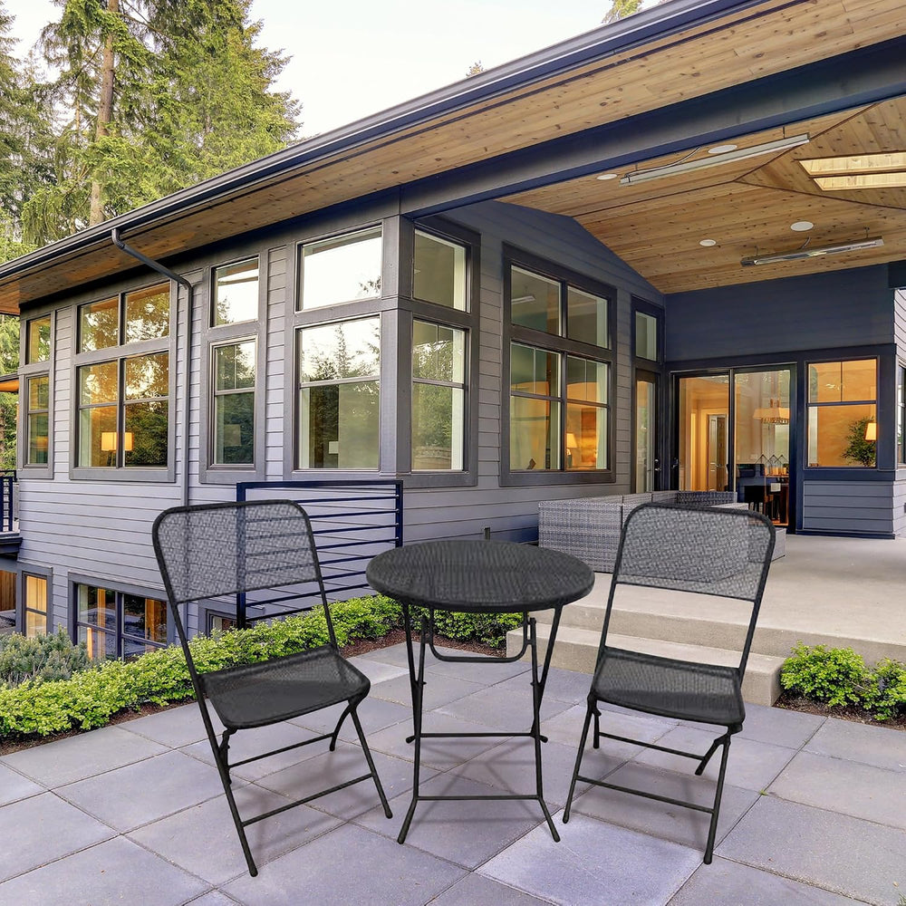Four Seasons Courtyard Padova 3-Piece Outdoor Bistro Dining Set, Black