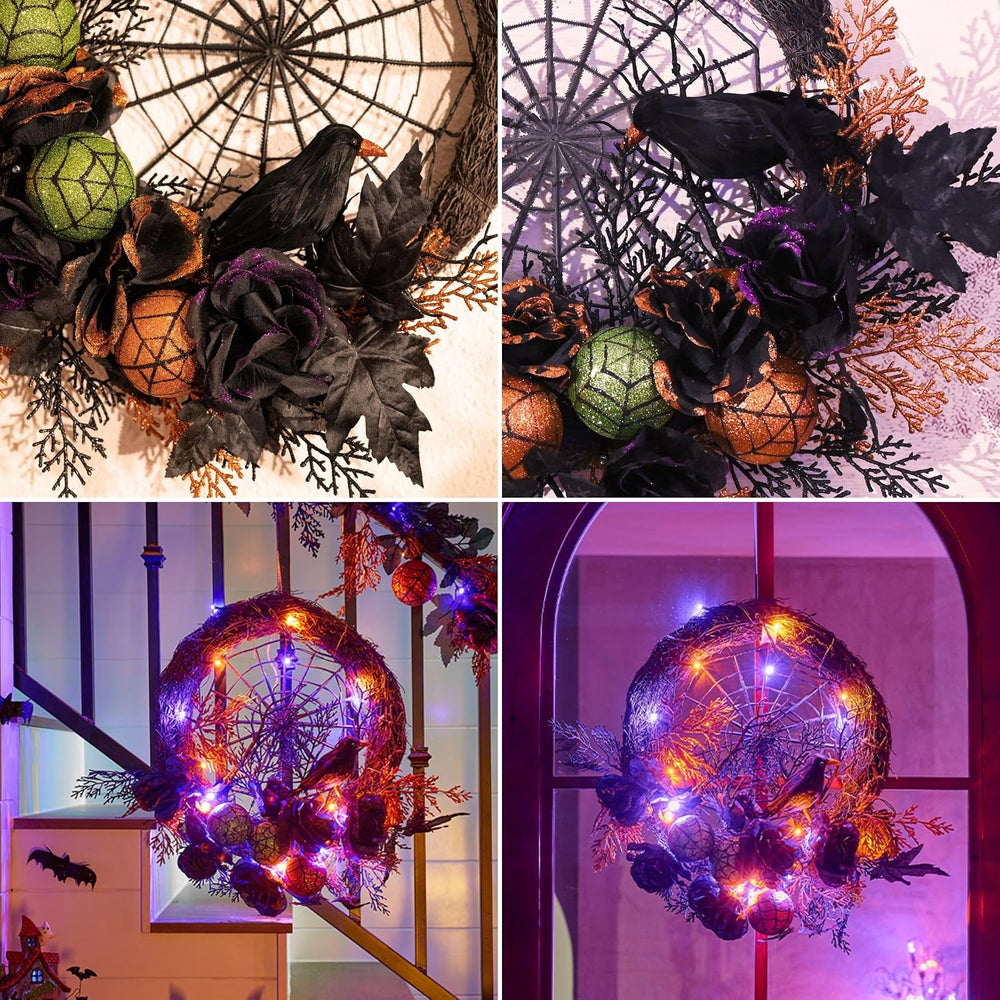 Valery Madelyn 24" Pre-Lit Halloween Wreath for Front Door Decor