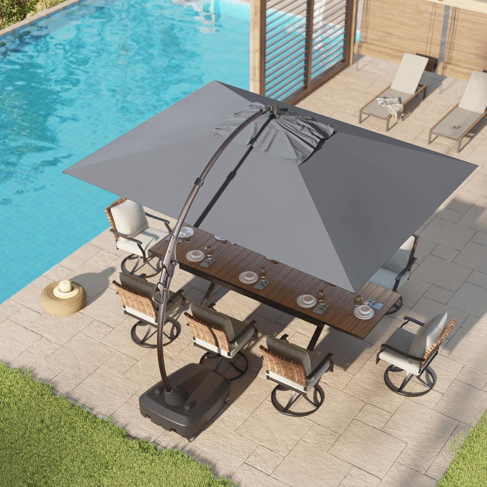 Grand patio 9x12 FT Large Cantilever Umbrella with Base & Cover, Gray
