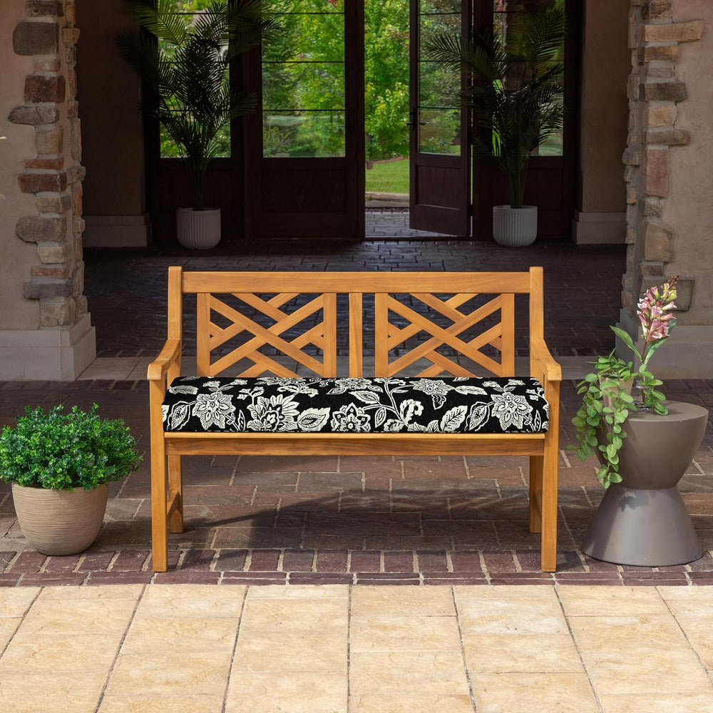 Arden Outdoor Bench Cushion, Foam, 48x18, Black Jacobean